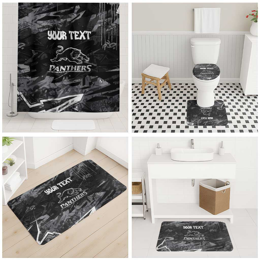 Personalized Penrith Panthers Bathroom Set Graffiti Grunge Abstract Urban Street Style Design