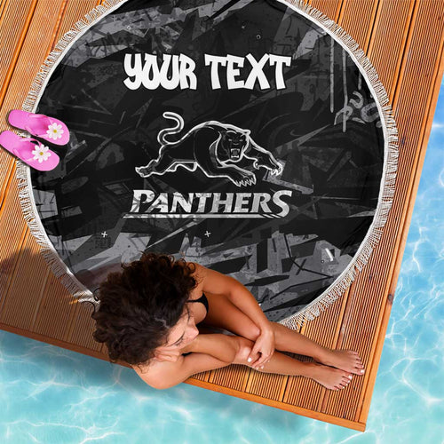 Personalized Penrith Panthers Beach Blanket Graffiti Grunge Abstract Urban Street Style Design