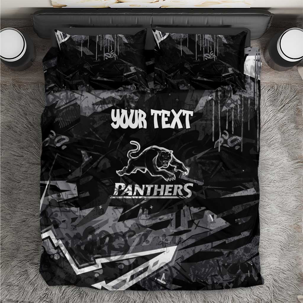 Personalized Penrith Panthers Bedding Set Graffiti Grunge Abstract Urban Street Style Design