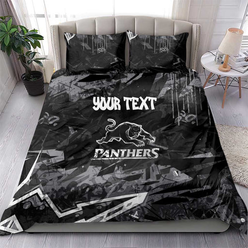 Personalized Penrith Panthers Bedding Set Graffiti Grunge Abstract Urban Street Style Design