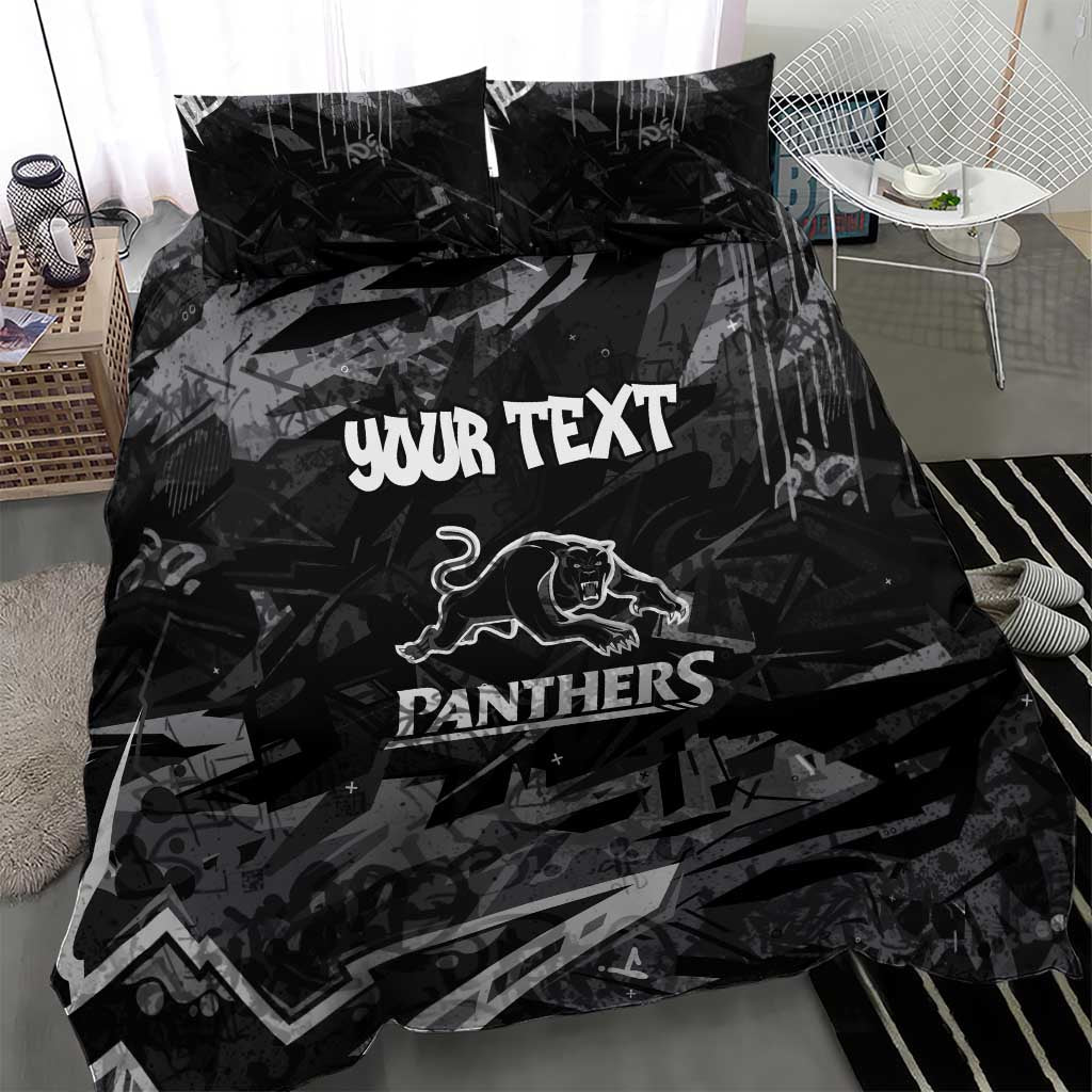 Personalized Penrith Panthers Bedding Set Graffiti Grunge Abstract Urban Street Style Design