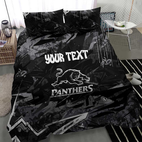 Personalized Penrith Panthers Bedding Set Graffiti Grunge Abstract Urban Street Style Design