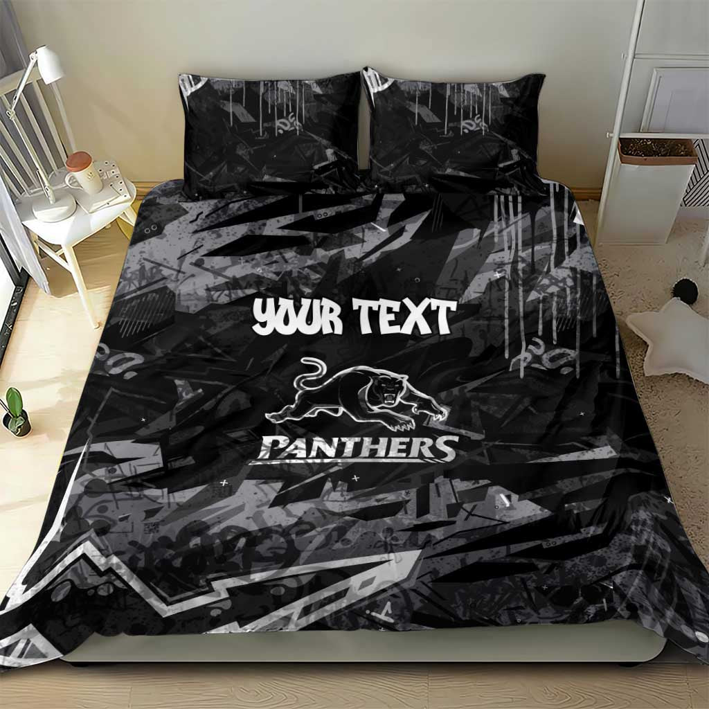 Personalized Penrith Panthers Bedding Set Graffiti Grunge Abstract Urban Street Style Design