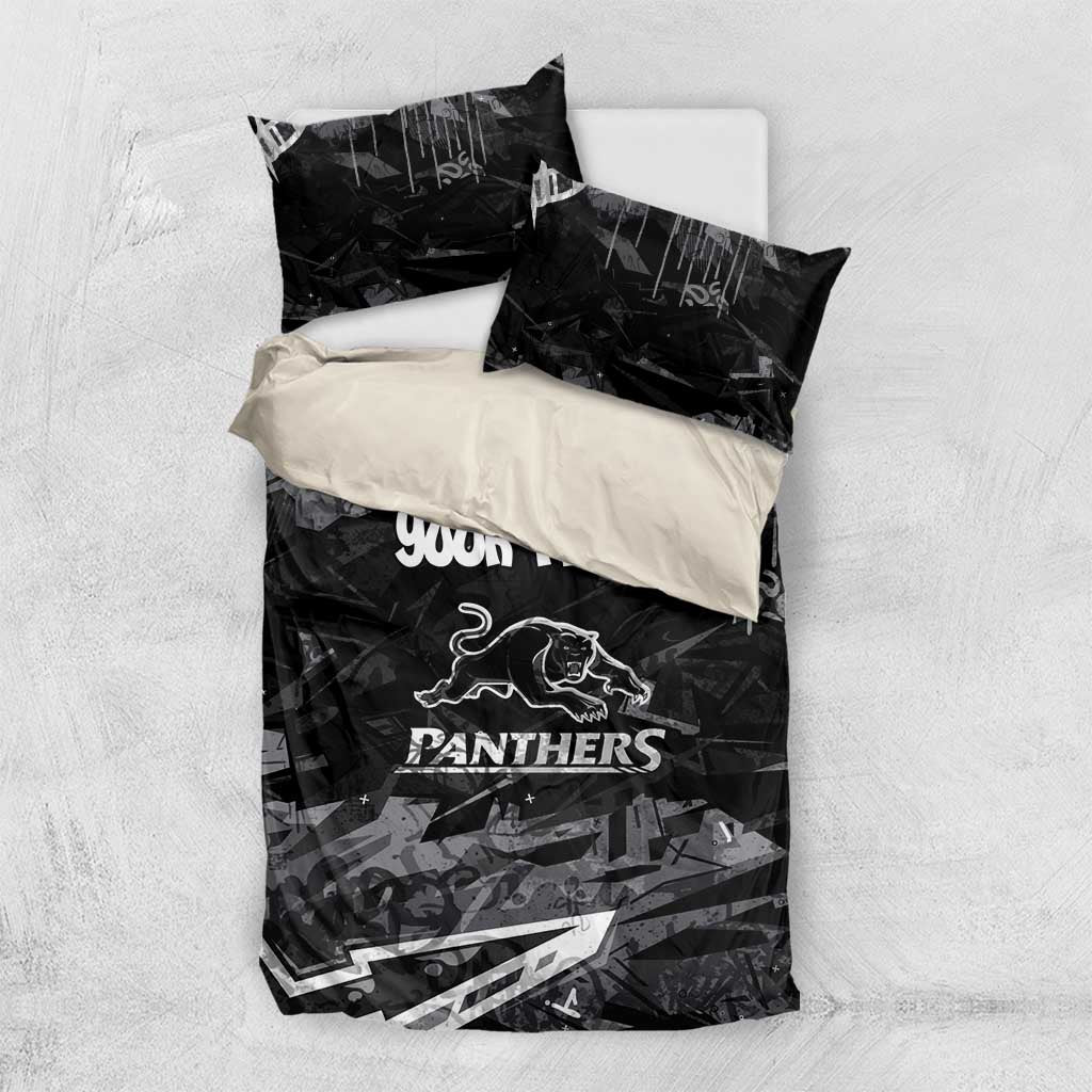 Personalized Penrith Panthers Bedding Set Graffiti Grunge Abstract Urban Street Style Design