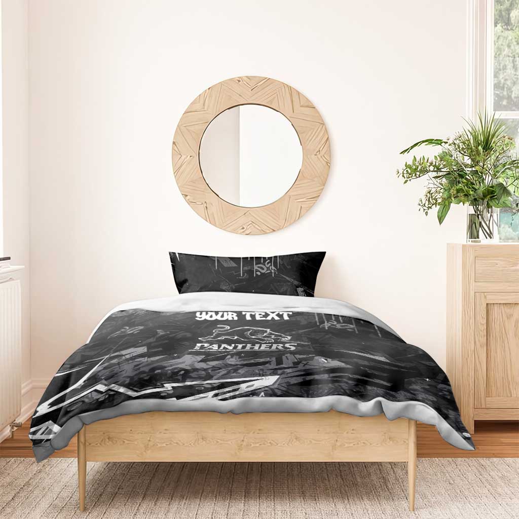 Personalized Penrith Panthers Bedding Set Graffiti Grunge Abstract Urban Street Style Design