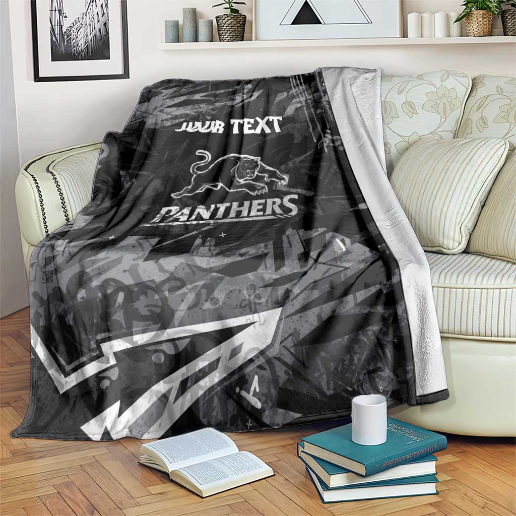Personalized Penrith Panthers Blanket Graffiti Grunge Abstract Urban Street Style Design