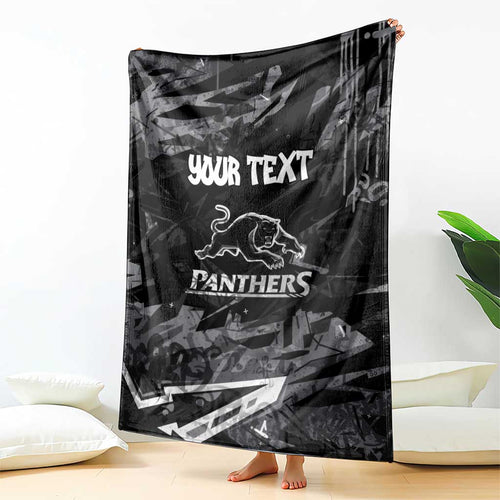 Personalized Penrith Panthers Blanket Graffiti Grunge Abstract Urban Street Style Design
