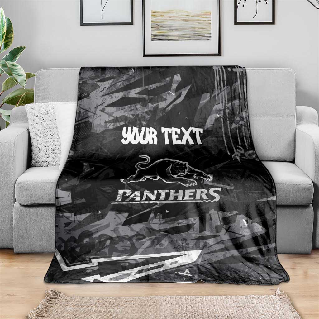 Personalized Penrith Panthers Blanket Graffiti Grunge Abstract Urban Street Style Design