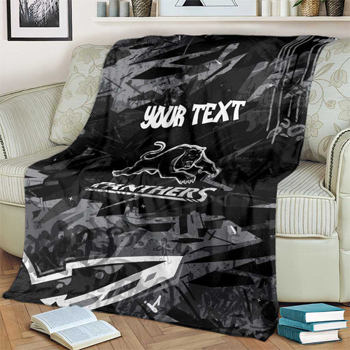 Personalized Penrith Panthers Blanket Graffiti Grunge Abstract Urban Street Style Design