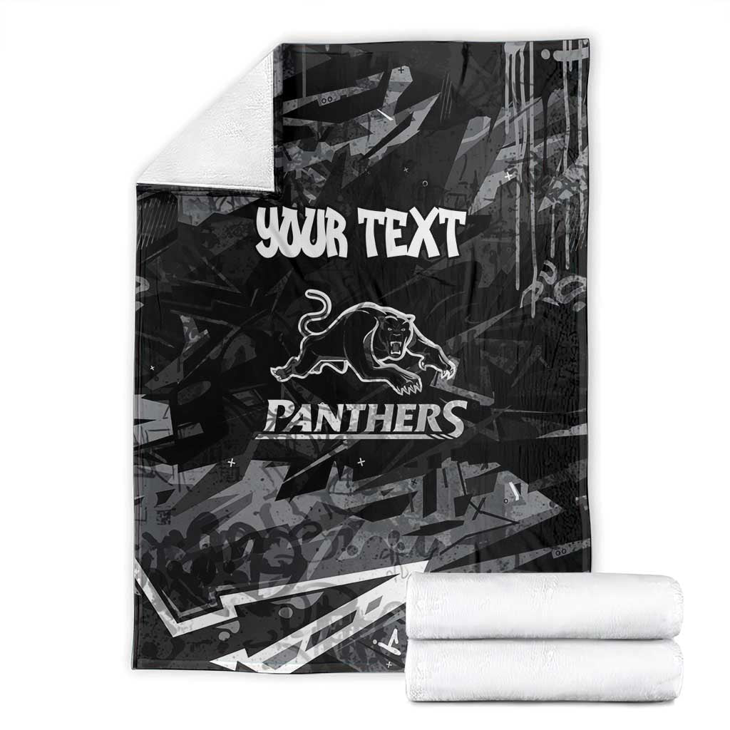 Personalized Penrith Panthers Blanket Graffiti Grunge Abstract Urban Street Style Design