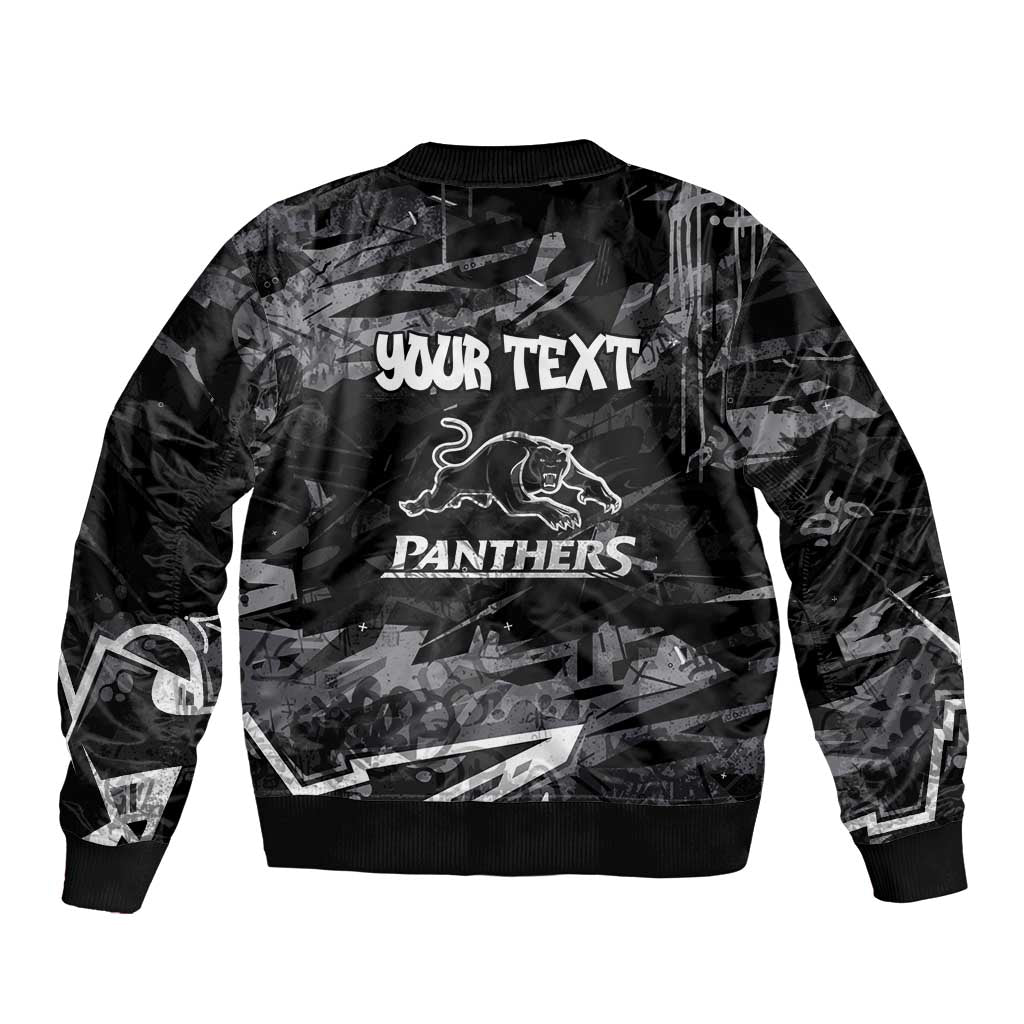 Personalized Penrith Panthers Bomber Jacket Graffiti Grunge Abstract Urban Street Style Design