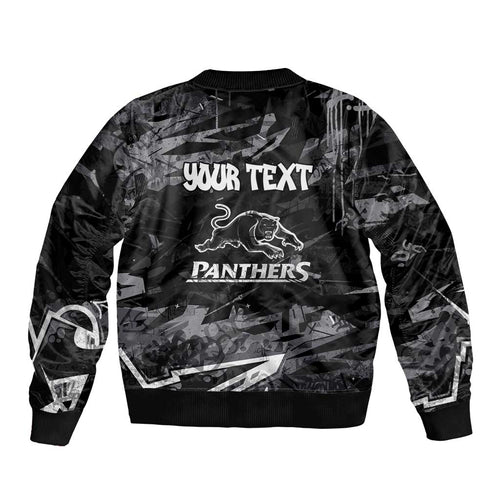Personalized Penrith Panthers Bomber Jacket Graffiti Grunge Abstract Urban Street Style Design