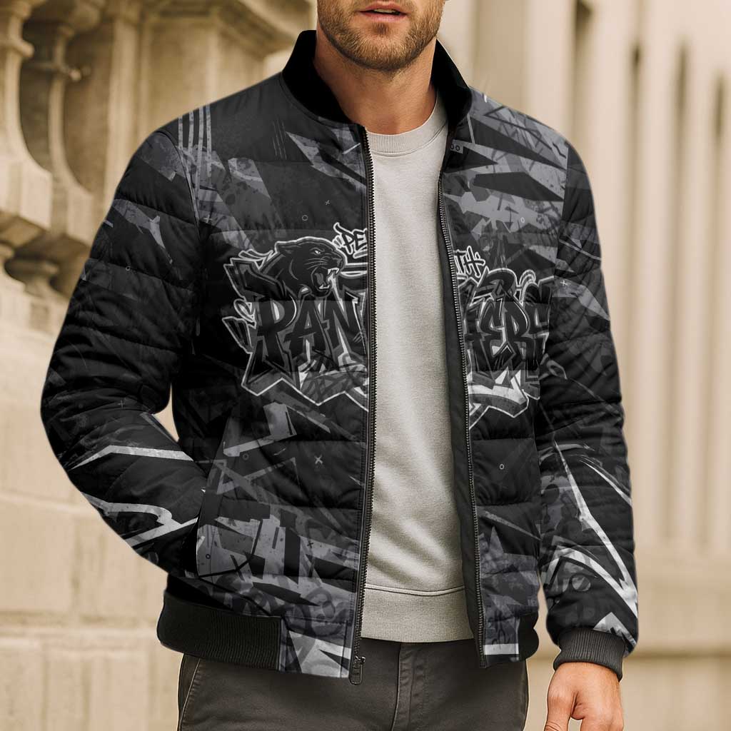 Personalized Penrith Panthers Bomber Puffer Jacket Graffiti Grunge Abstract Urban Street Style Design