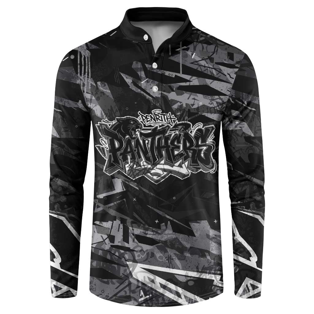 Personalized Penrith Panthers Button Sweatshirt Graffiti Grunge Abstract Urban Street Style Design