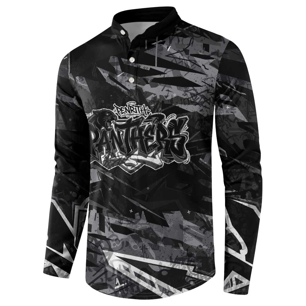 Personalized Penrith Panthers Button Sweatshirt Graffiti Grunge Abstract Urban Street Style Design