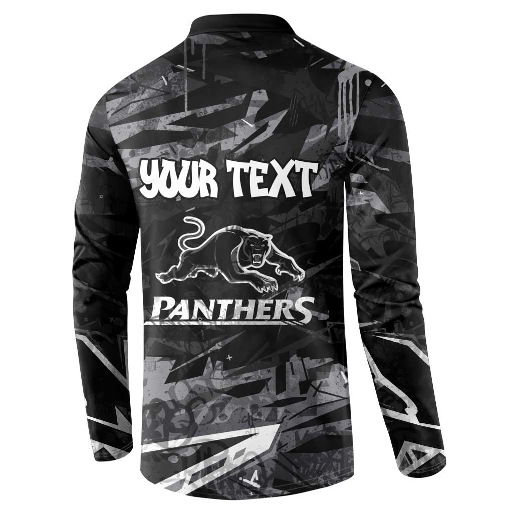 Personalized Penrith Panthers Button Sweatshirt Graffiti Grunge Abstract Urban Street Style Design