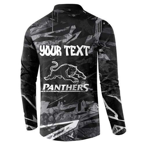 Personalized Penrith Panthers Button Sweatshirt Graffiti Grunge Abstract Urban Street Style Design