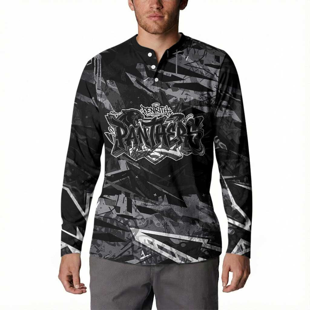 Personalized Penrith Panthers Button Sweatshirt Graffiti Grunge Abstract Urban Street Style Design