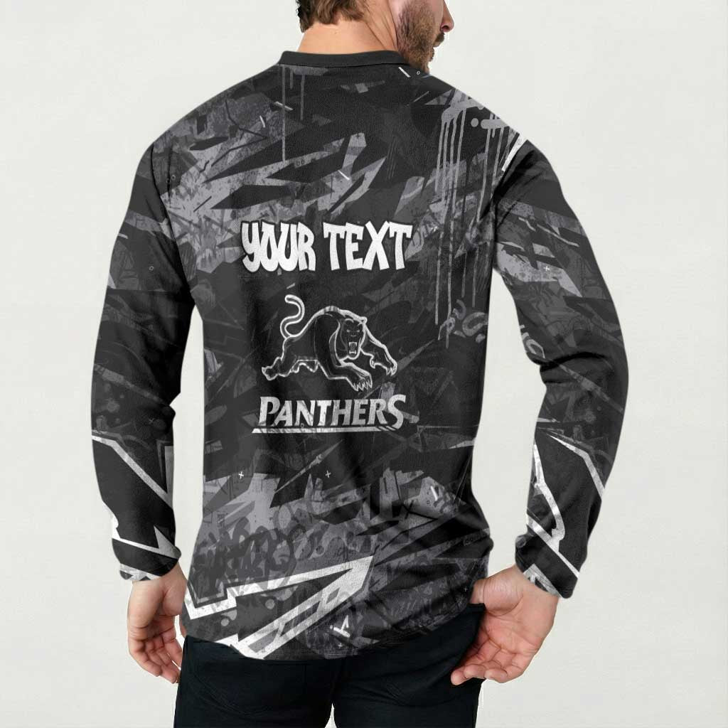 Personalized Penrith Panthers Button Sweatshirt Graffiti Grunge Abstract Urban Street Style Design