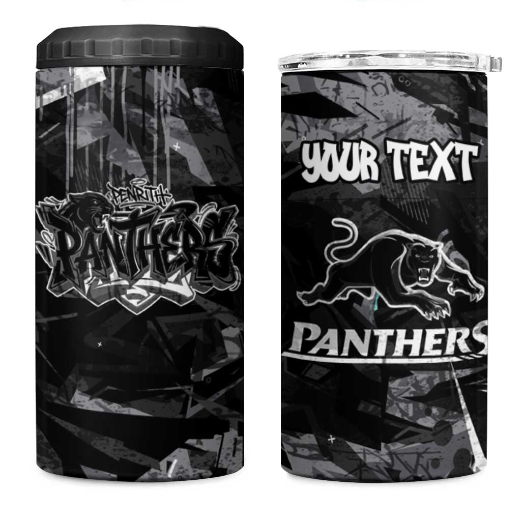 Personalized Penrith Panthers 4 in 1 Can Cooler Tumbler Graffiti Grunge Abstract Urban Street Style Design