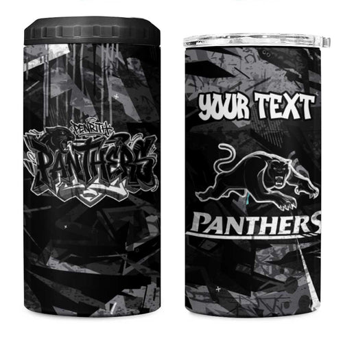 Personalized Penrith Panthers 4 in 1 Can Cooler Tumbler Graffiti Grunge Abstract Urban Street Style Design