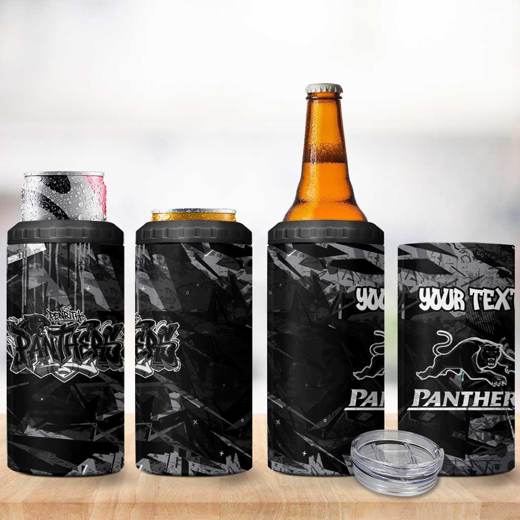Personalized Penrith Panthers 4 in 1 Can Cooler Tumbler Graffiti Grunge Abstract Urban Street Style Design