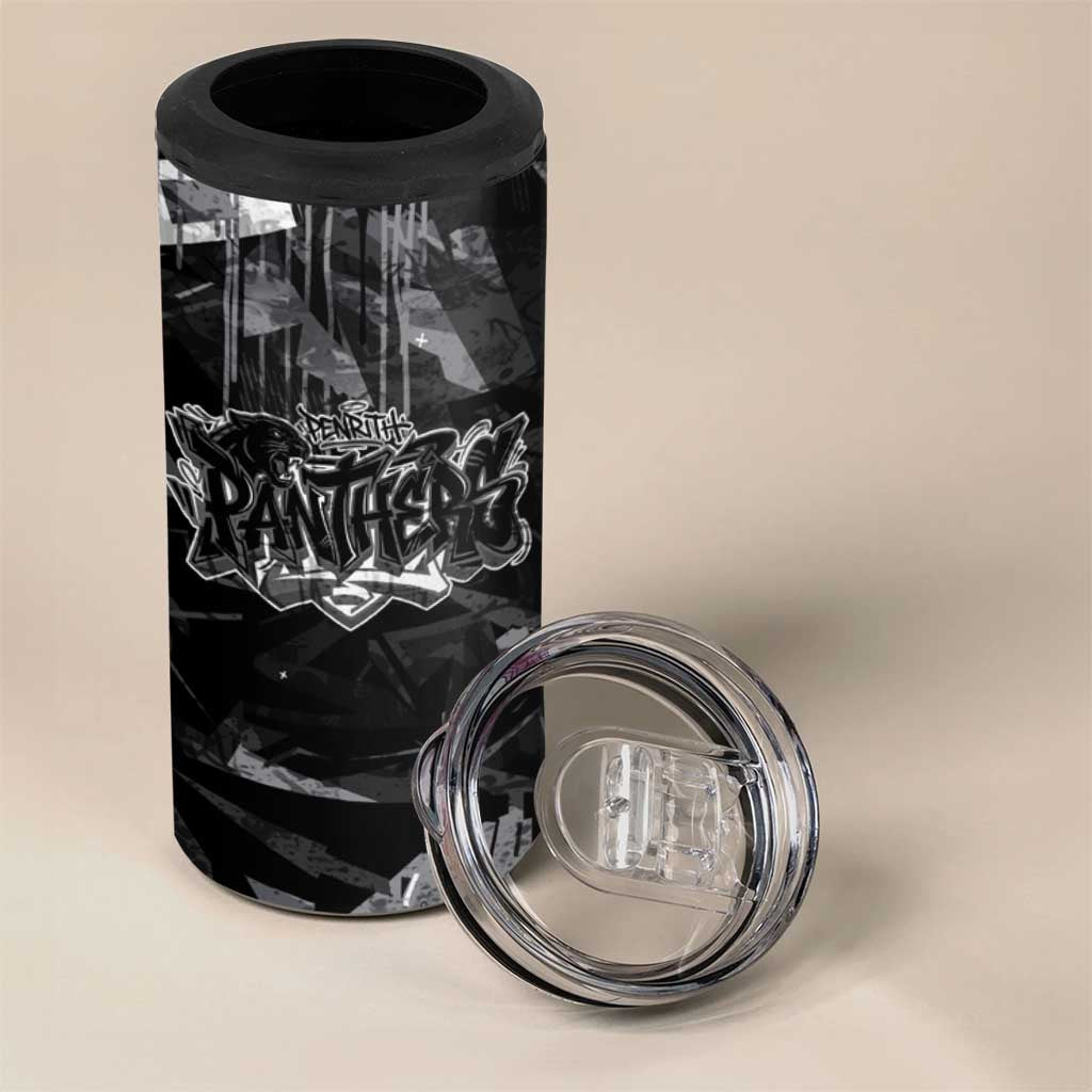 Personalized Penrith Panthers 4 in 1 Can Cooler Tumbler Graffiti Grunge Abstract Urban Street Style Design