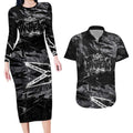 Personalized Penrith Panthers Couples Matching Long Sleeve Bodycon Dress and Hawaiian Shirt Graffiti Grunge Abstract Urban Street Style Design