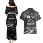 Personalized Penrith Panthers Couples Matching Puletasi and Hawaiian Shirt Graffiti Grunge Abstract Urban Street Style Design