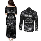 Personalized Penrith Panthers Couples Matching Puletasi and Long Sleeve Button Shirt Graffiti Grunge Abstract Urban Street Style Design
