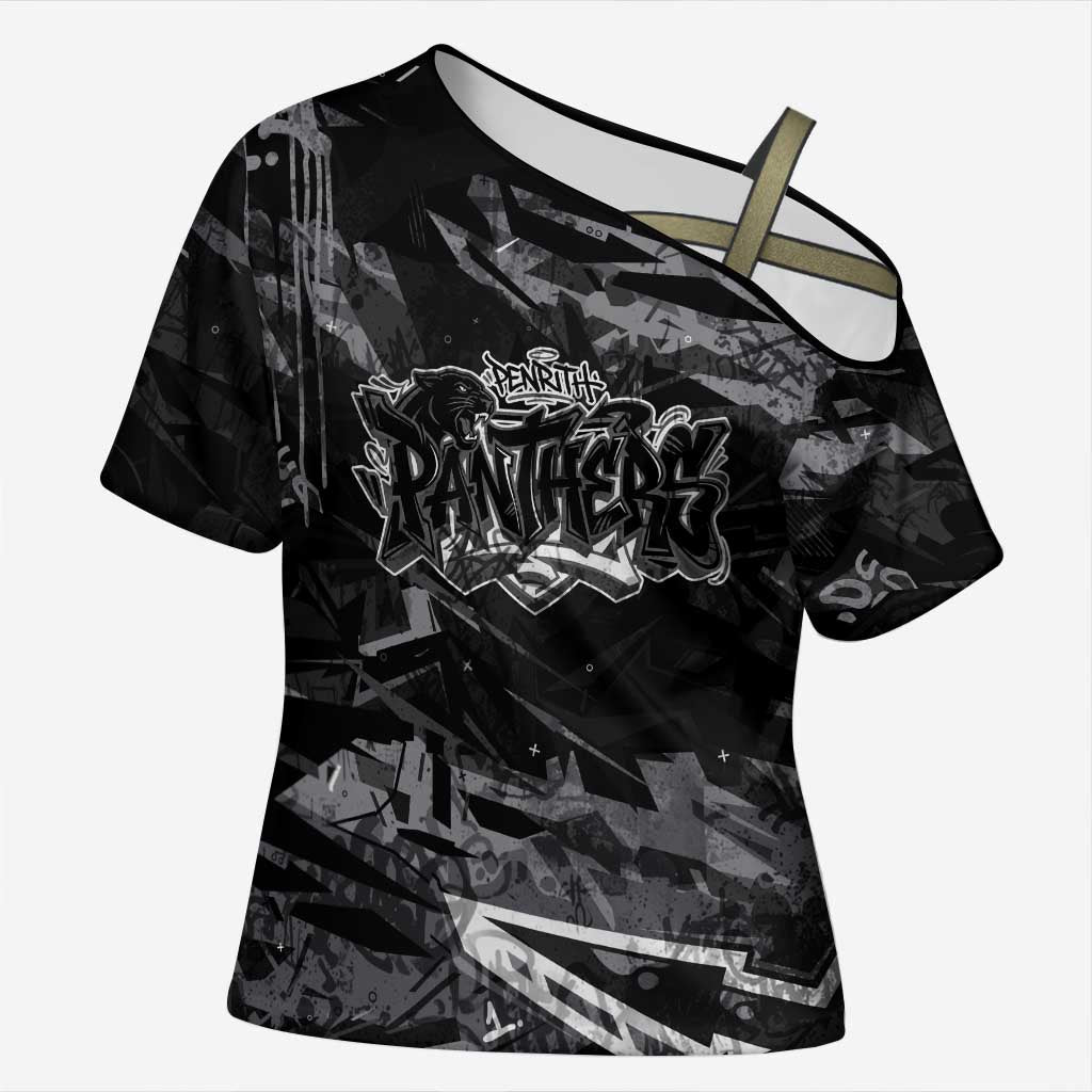 Personalized Penrith Panthers Cross Shoulder Shirt Graffiti Grunge Abstract Urban Street Style Design