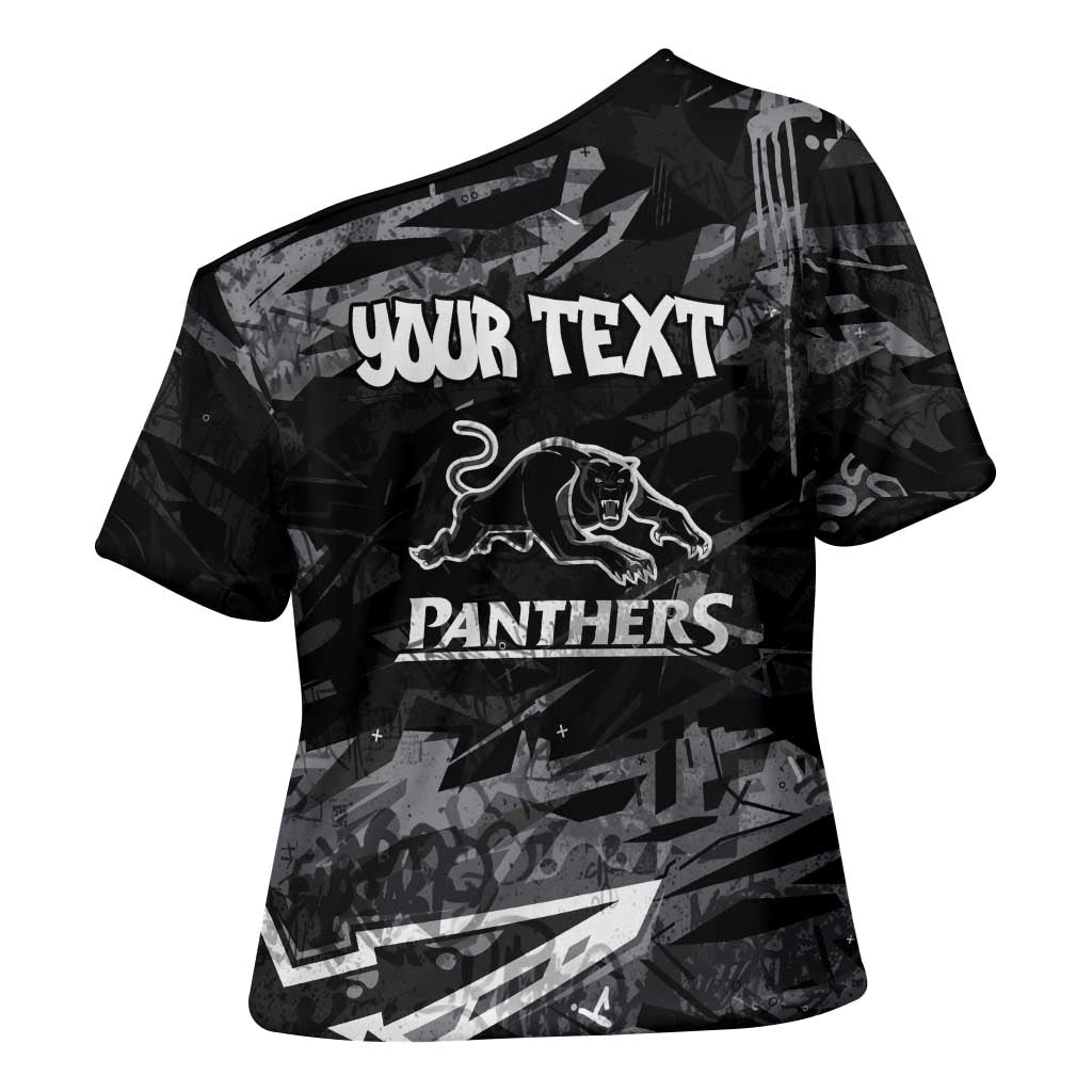 Personalized Penrith Panthers Cross Shoulder Shirt Graffiti Grunge Abstract Urban Street Style Design