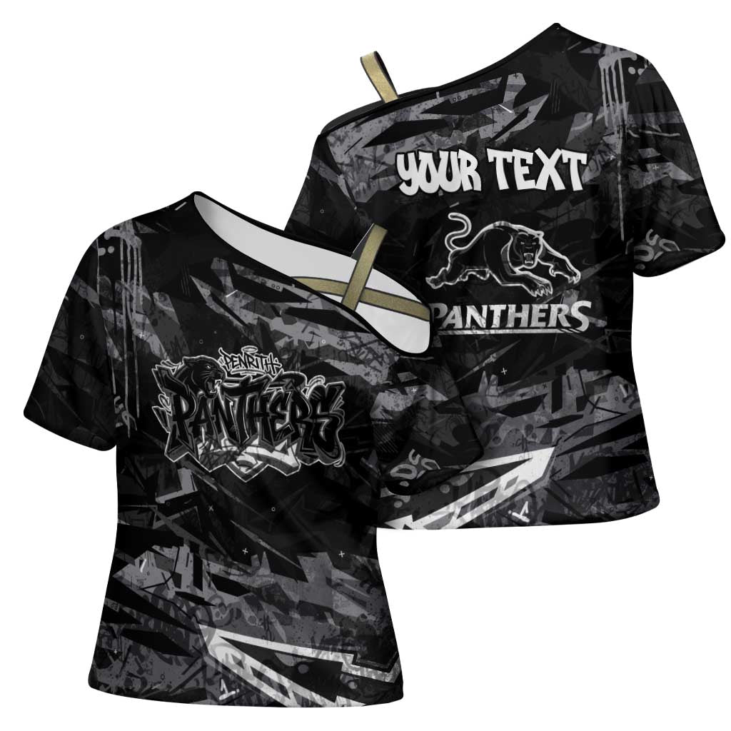 Personalized Penrith Panthers Cross Shoulder Shirt Graffiti Grunge Abstract Urban Street Style Design