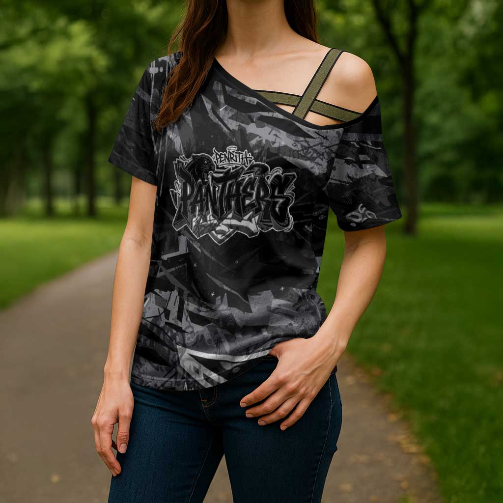 Personalized Penrith Panthers Cross Shoulder Shirt Graffiti Grunge Abstract Urban Street Style Design