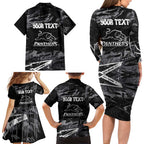 Personalized Penrith Panthers Family Matching Long Sleeve Bodycon Dress and Hawaiian Shirt Graffiti Grunge Abstract Urban Street Style Design