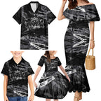 Personalized Penrith Panthers Family Matching Mermaid Dress and Hawaiian Shirt Graffiti Grunge Abstract Urban Street Style Design