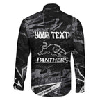 Personalized Penrith Panthers Family Matching Mermaid Dress and Hawaiian Shirt Graffiti Grunge Abstract Urban Street Style Design