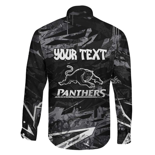 Personalized Penrith Panthers Family Matching Mermaid Dress and Hawaiian Shirt Graffiti Grunge Abstract Urban Street Style Design