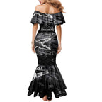 Personalized Penrith Panthers Family Matching Mermaid Dress and Hawaiian Shirt Graffiti Grunge Abstract Urban Street Style Design