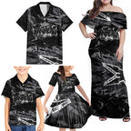 Personalized Penrith Panthers Family Matching Off Shoulder Maxi Dress and Hawaiian Shirt Graffiti Grunge Abstract Urban Street Style Design