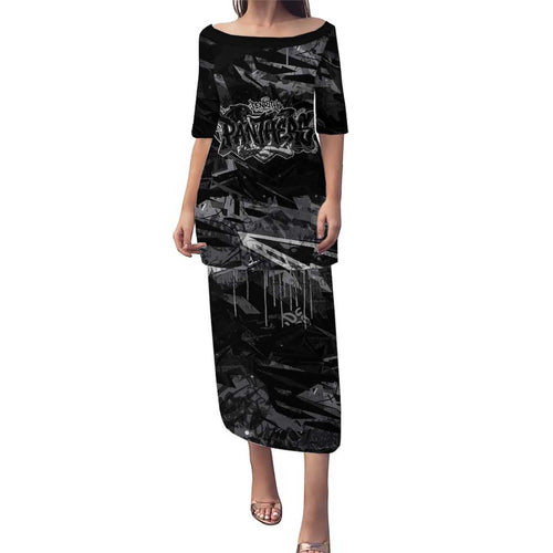 Personalized Penrith Panthers Family Matching Puletasi and Hawaiian Shirt Graffiti Grunge Abstract Urban Street Style Design