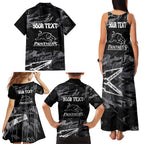 Personalized Penrith Panthers Family Matching Tank Maxi Dress and Hawaiian Shirt Graffiti Grunge Abstract Urban Street Style Design