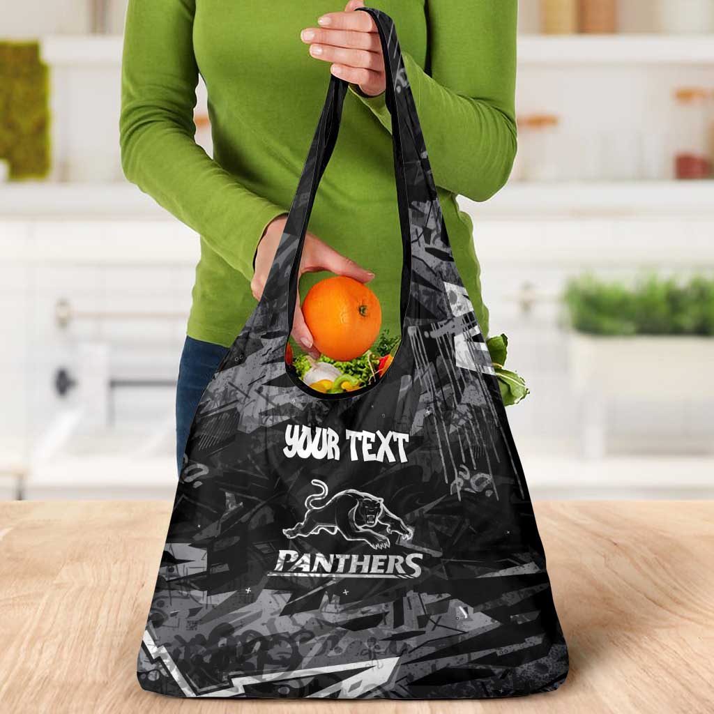 Personalized Penrith Panthers Grocery Bag Graffiti Grunge Abstract Urban Street Style Design