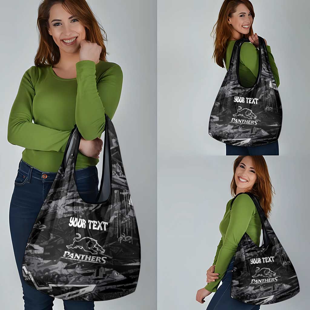 Personalized Penrith Panthers Grocery Bag Graffiti Grunge Abstract Urban Street Style Design