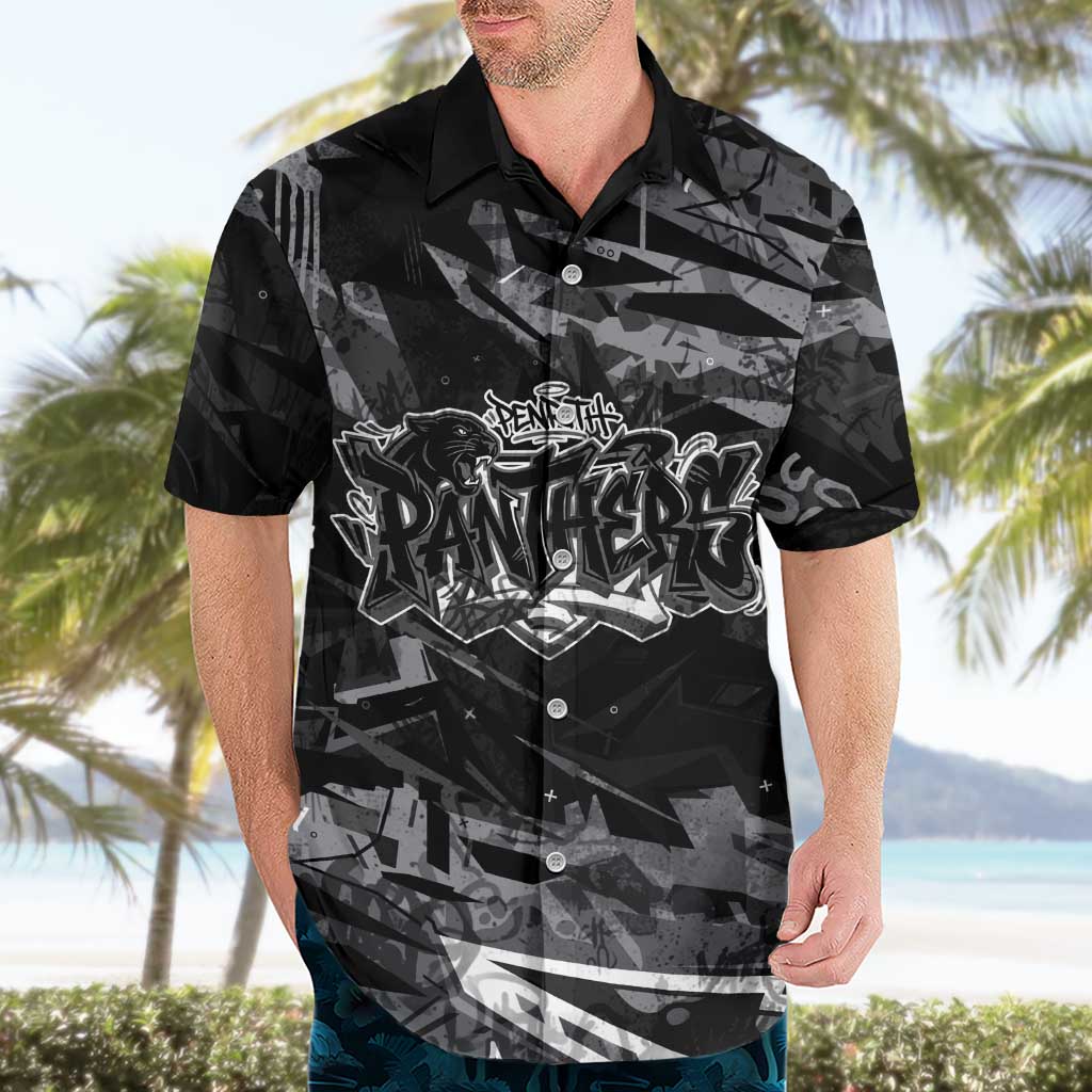 Personalized Penrith Panthers Hawaiian Shirt Graffiti Grunge Abstract Urban Street Style Design