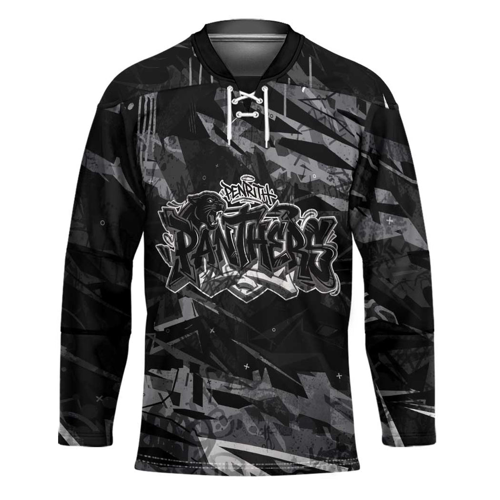 Personalized Penrith Panthers Hockey Jersey Graffiti Grunge Abstract Urban Street Style Design
