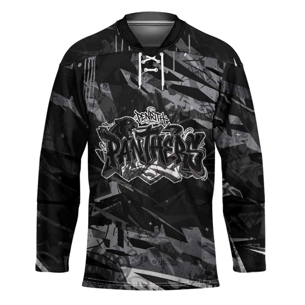Personalized Penrith Panthers Hockey Jersey Graffiti Grunge Abstract Urban Street Style Design