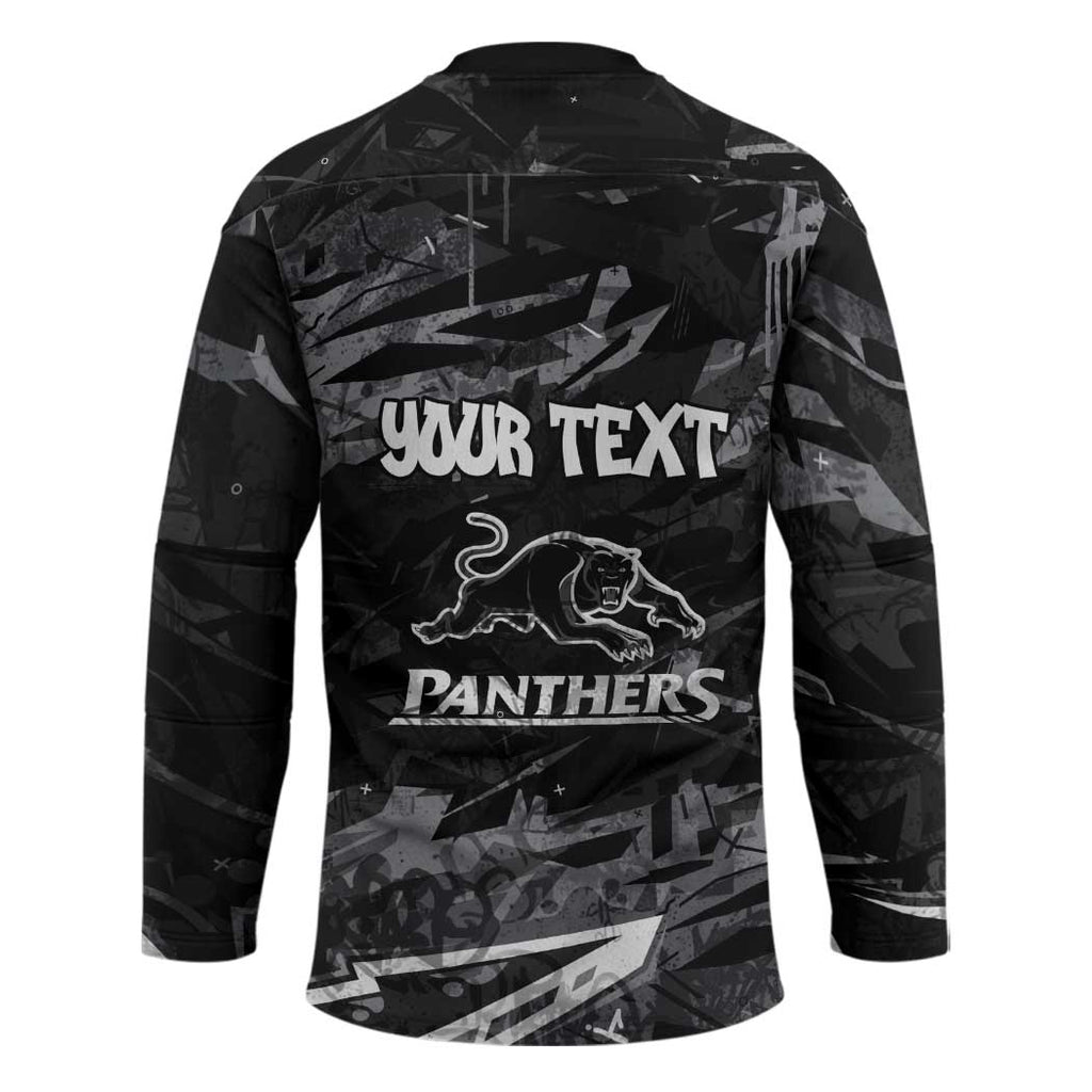 Personalized Penrith Panthers Hockey Jersey Graffiti Grunge Abstract Urban Street Style Design