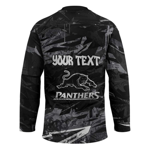 Personalized Penrith Panthers Hockey Jersey Graffiti Grunge Abstract Urban Street Style Design