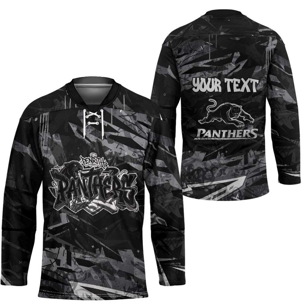 Personalized Penrith Panthers Hockey Jersey Graffiti Grunge Abstract Urban Street Style Design